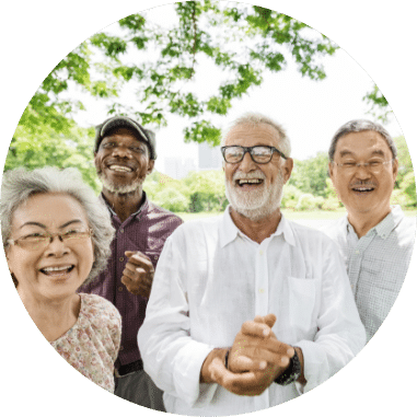 Group of happy elderly people