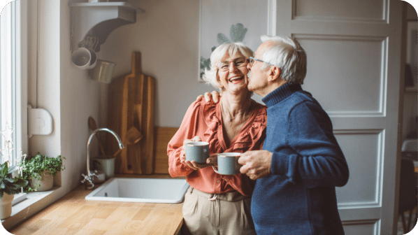Elderly Couple Drinking Coffee