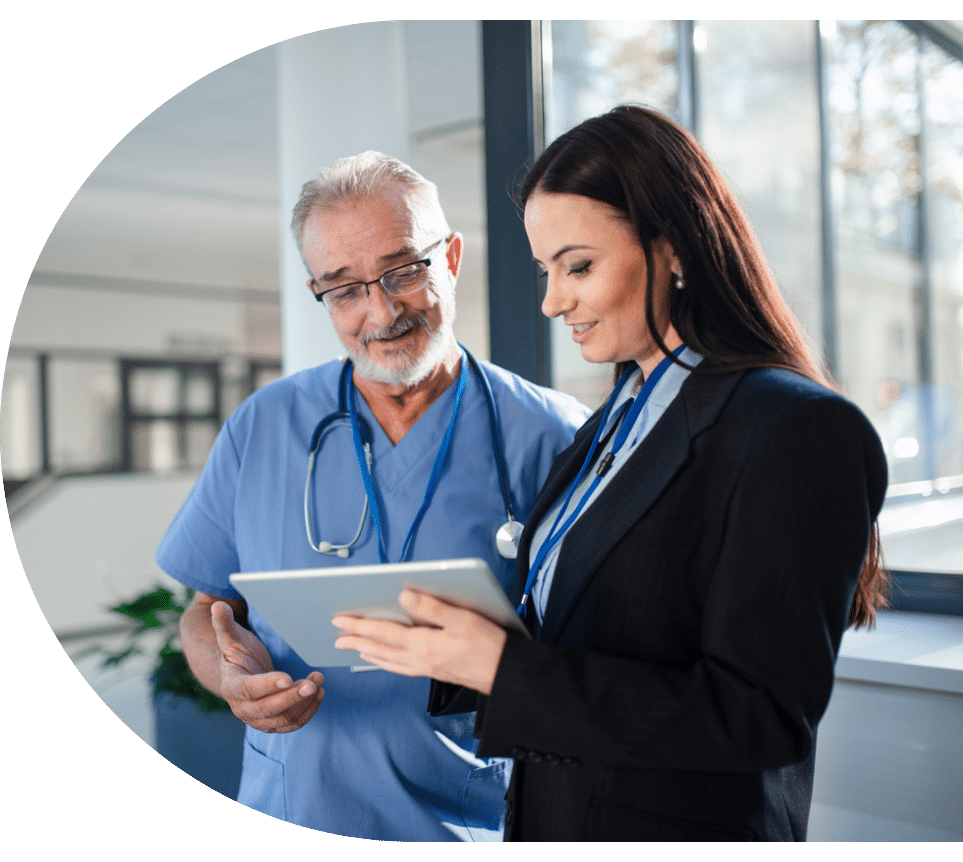 Doctor Talking to Administrator