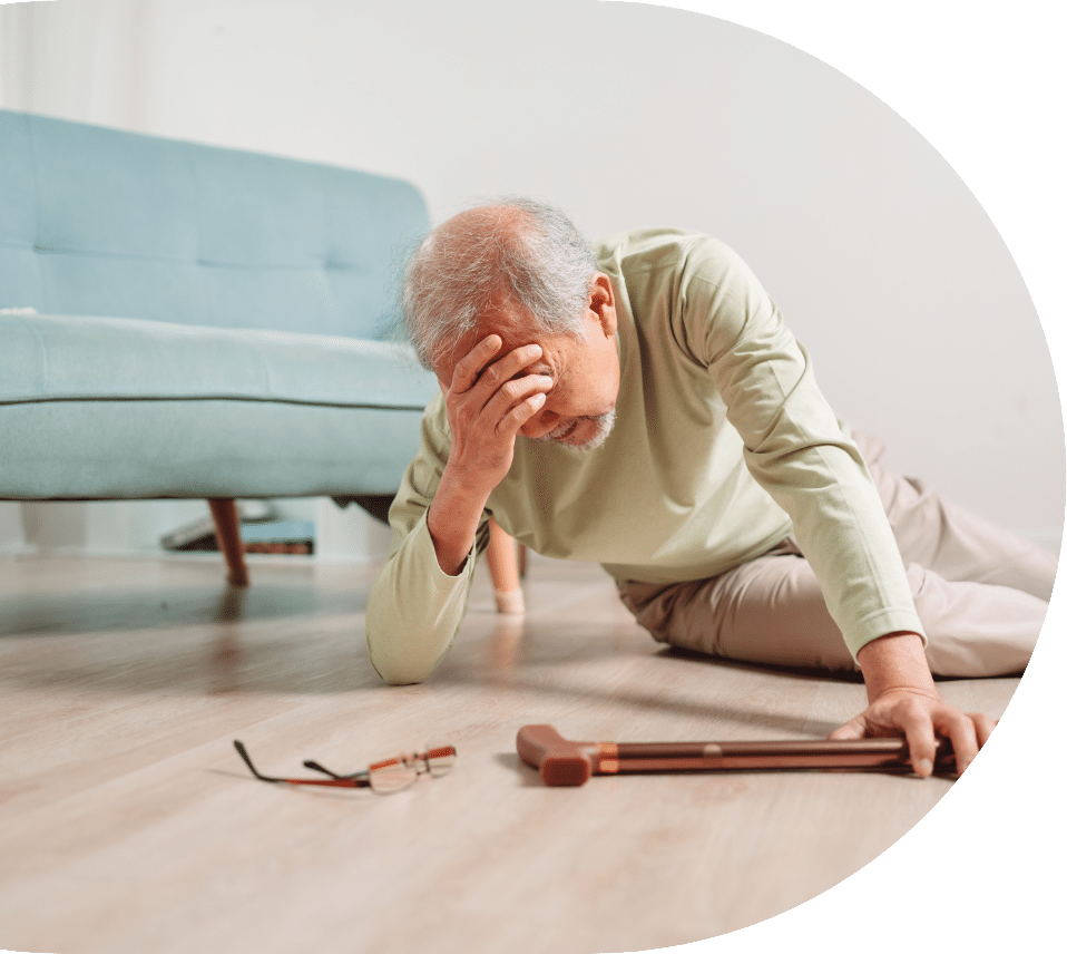 Elderly man on the ground after a senior fall
