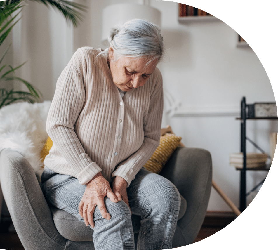 Woman suffering from leg pain due to peripheral arterial disease in seniors