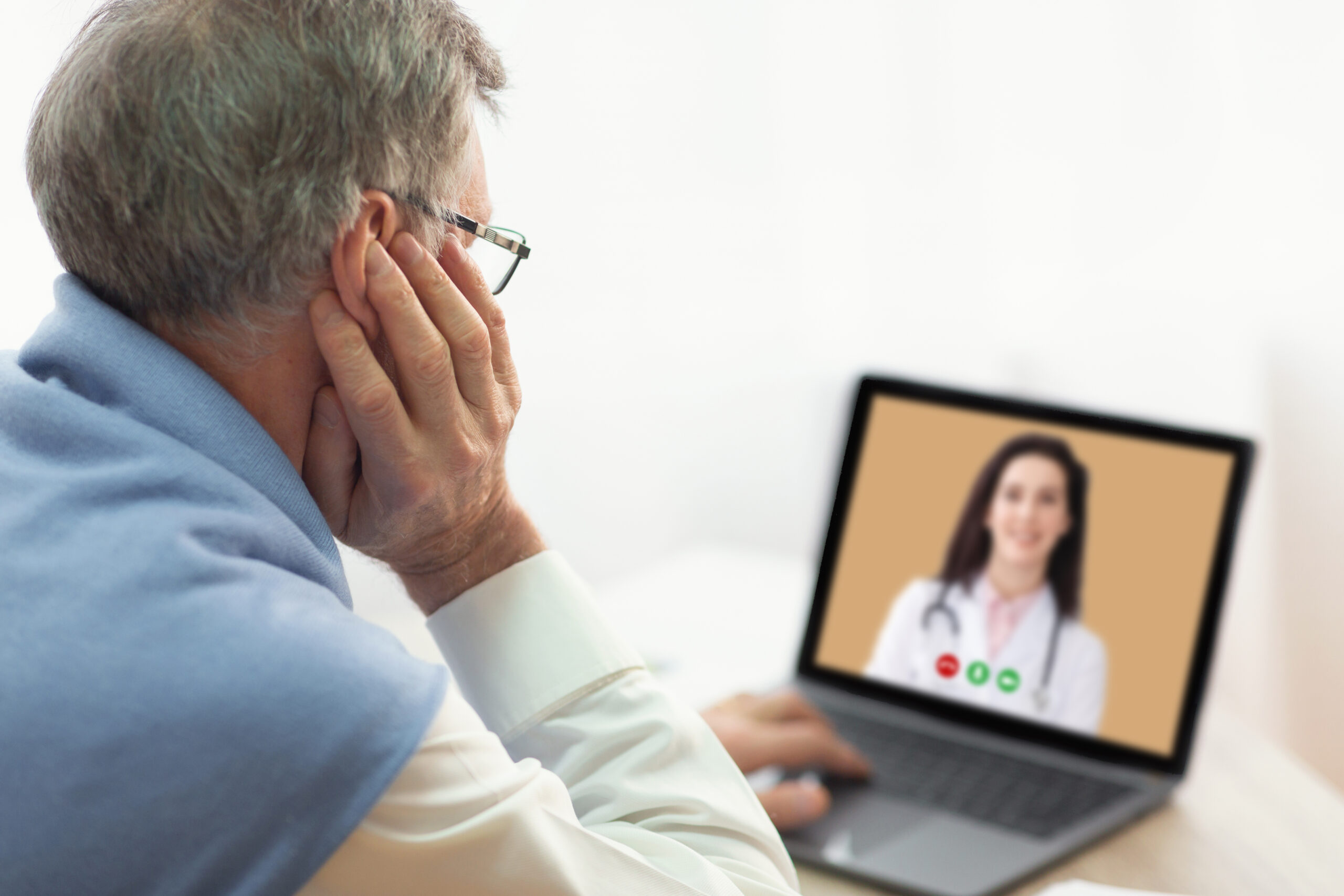 Senior having a telehealth appointment